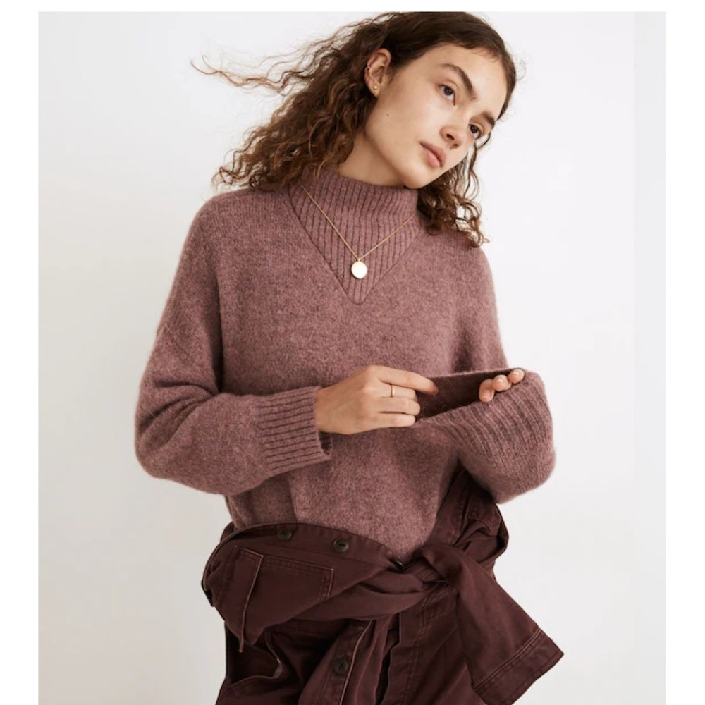 Madewell Dillon Mockneck Sweater Womens XS Mauve Wool Alpaca Blend Pullover Cozy
